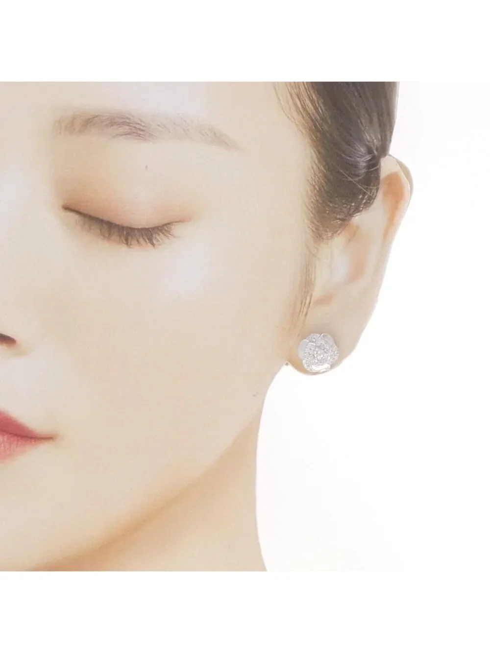 Chanel Camellia Earrings Beige